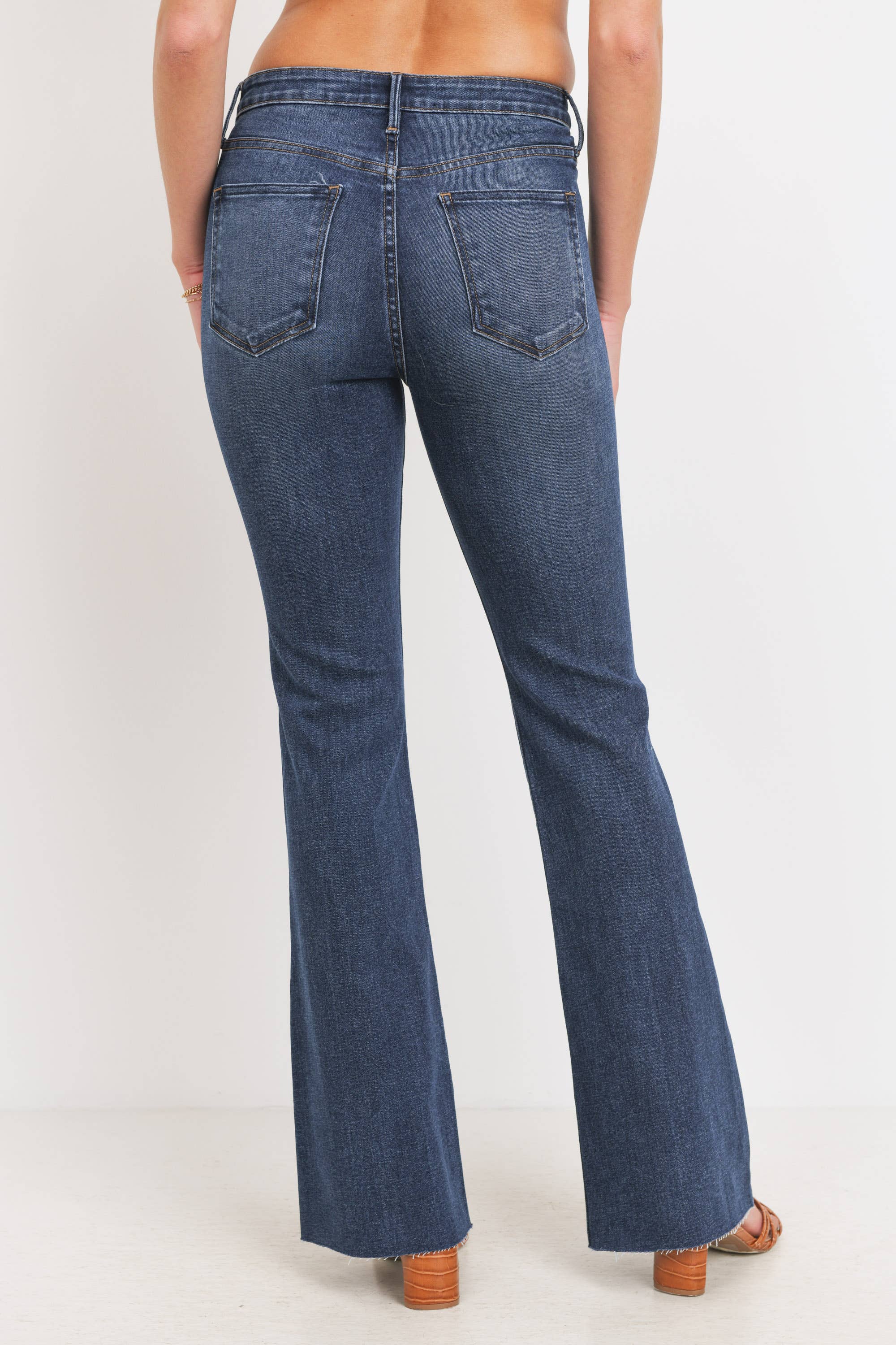 High Rise Dark Denim Scissor Cut Flare Jean