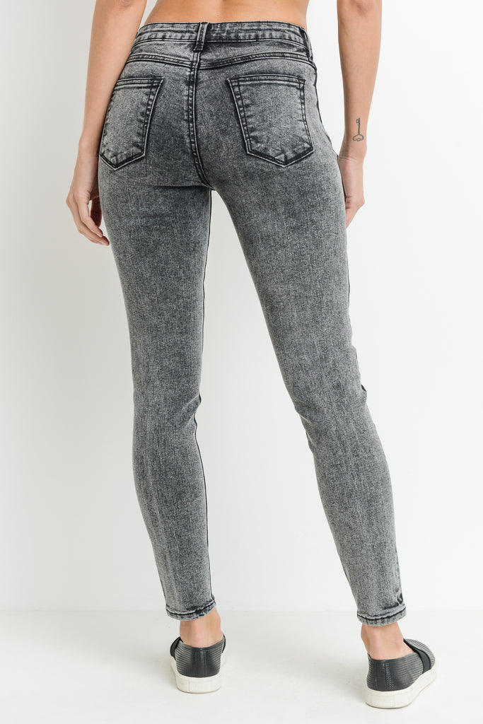 Black Skinny Acid Wash Jeans with Side Seam-MARIA VINCENT Boutique ...