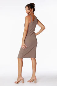 bobi Java Asymmetrical Strap Midi Dress