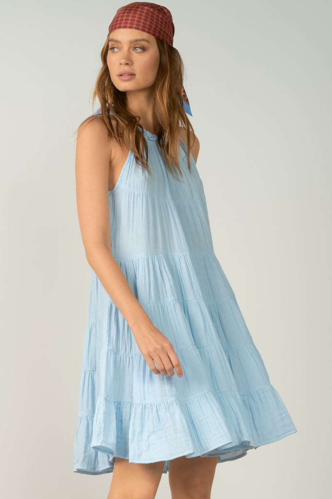 Elan Sky Blue Flowy Mini Dress