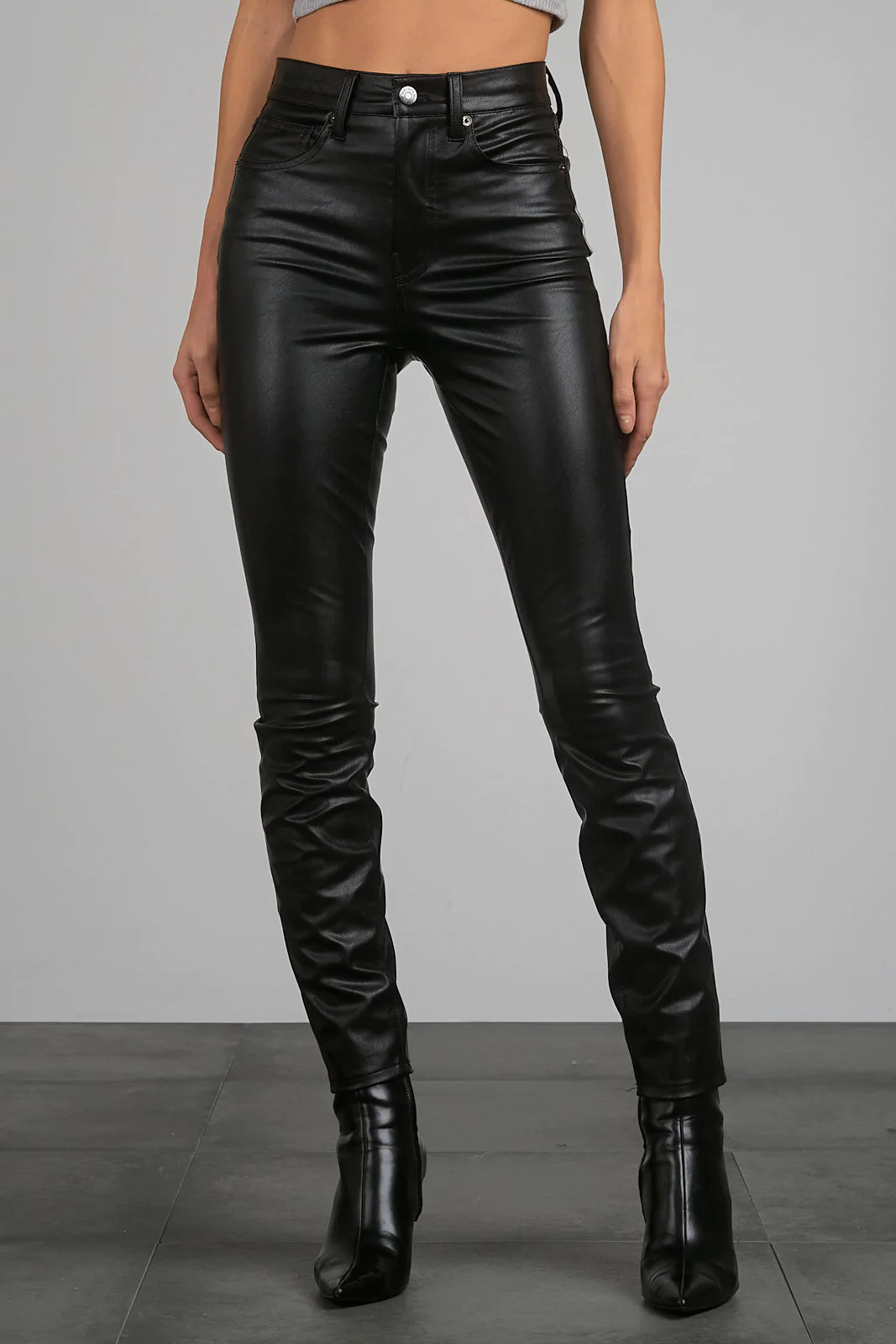 Black faux leather pants