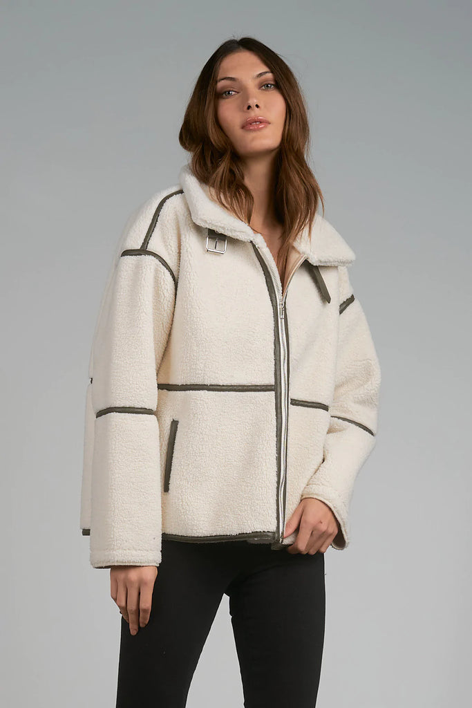 Elan Snowmass Winter White Sherpa Coat at Maria Vincent Boutique