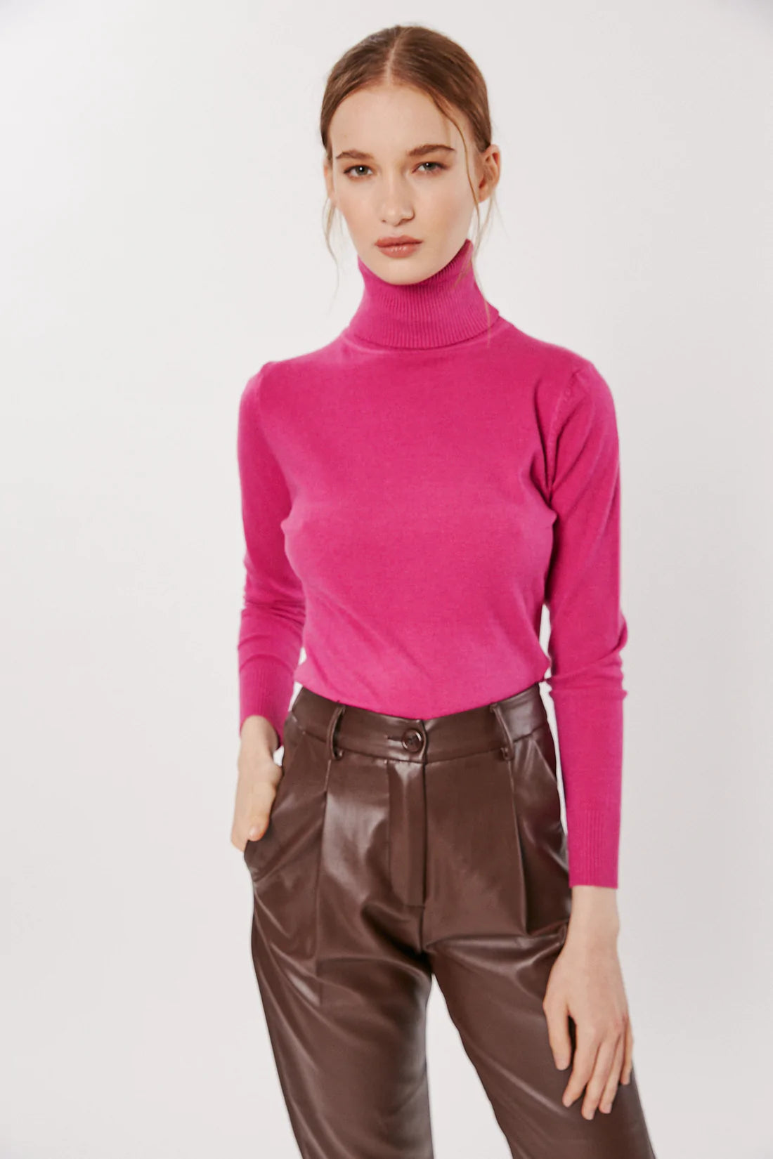 Deluc Silene Magenta Turtleneck Sweater