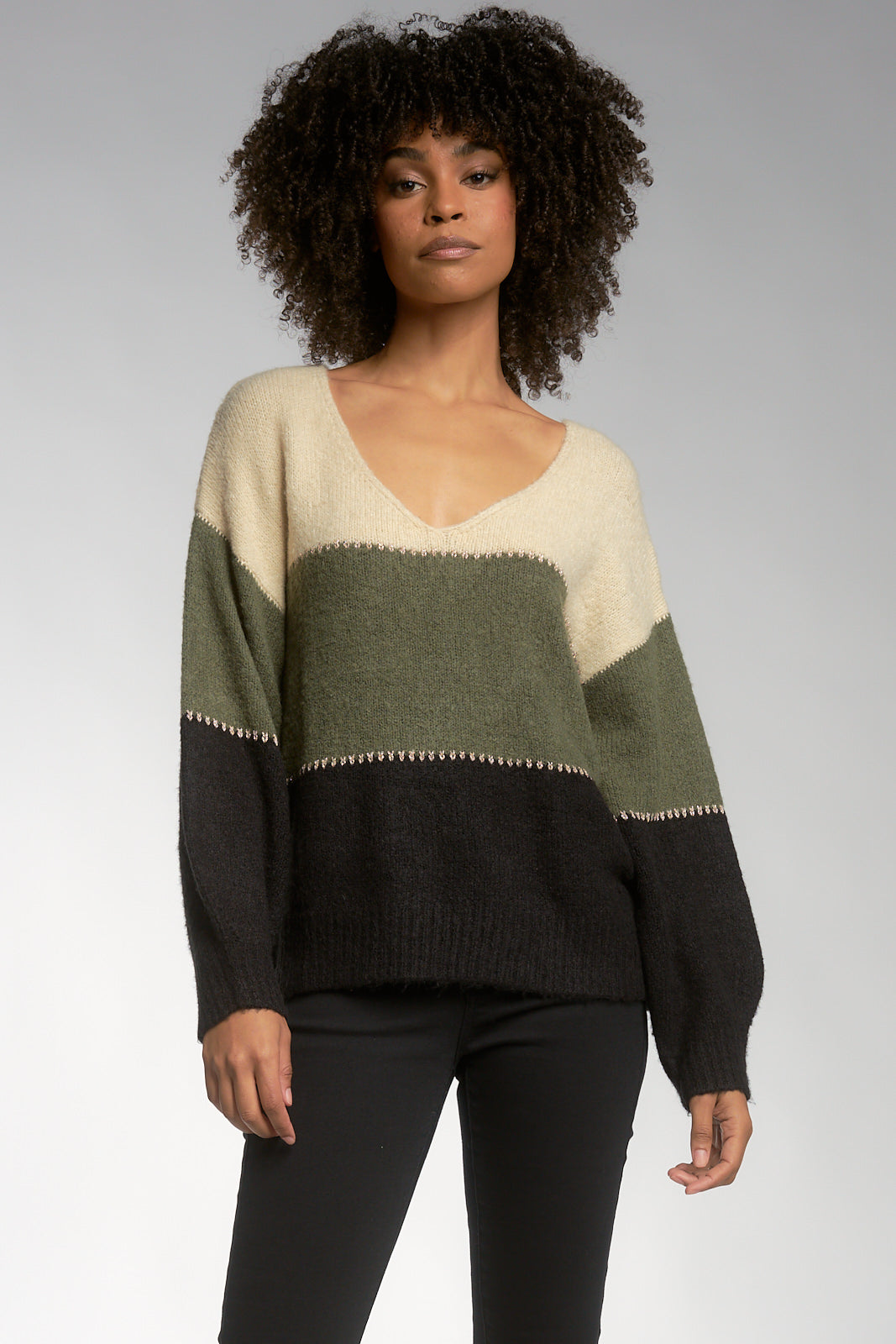 Color block v neck sweater hotsell