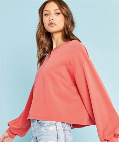 Spiced Coral Open Back Sweatshirt