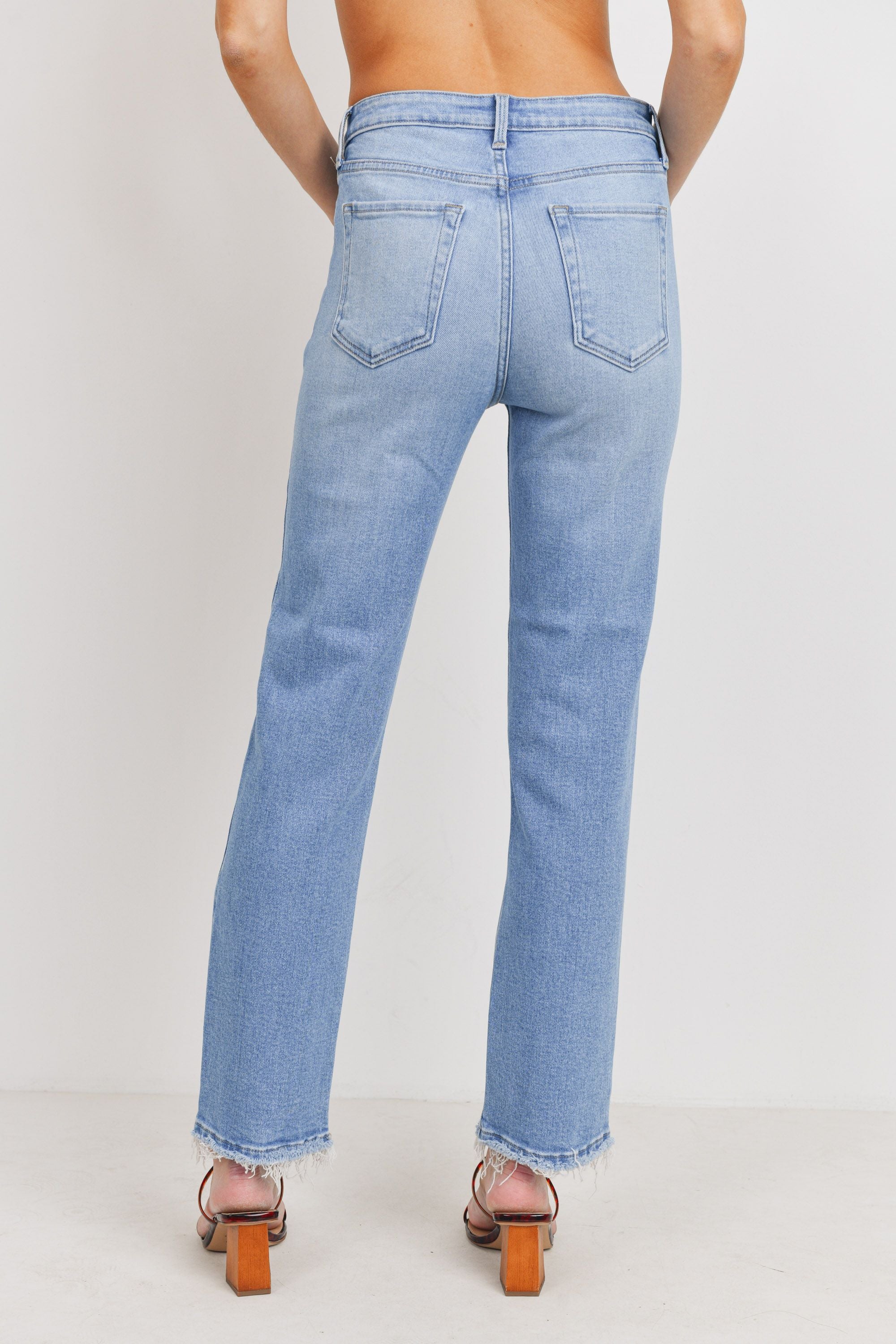 Light Denim High Rise Straight Jeans