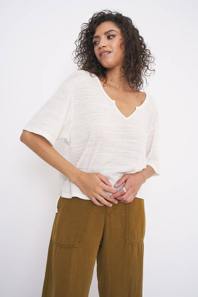 Project Social T Sunny Daze Ivory Notched Rib Top